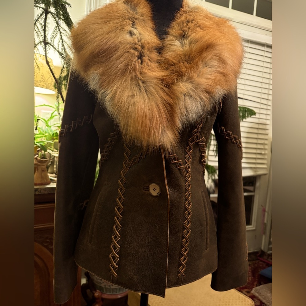 Vintage Stephen’s Leather Blazer with Fox fur Collar